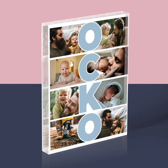 Fotokoláž: Nápis Ocko - Akrylový Blok (Vertikálne)