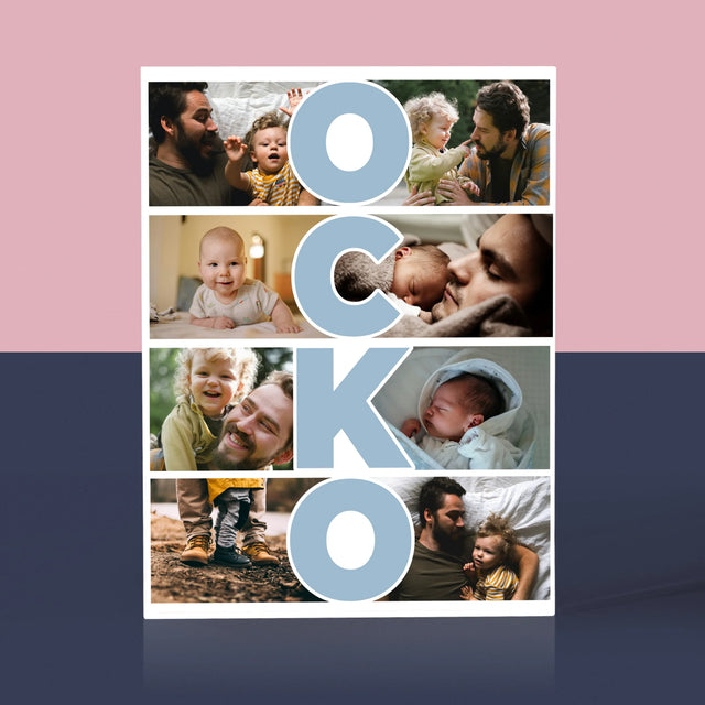 Fotokoláž: Nápis Ocko - Akrylový Blok (Vertikálne)