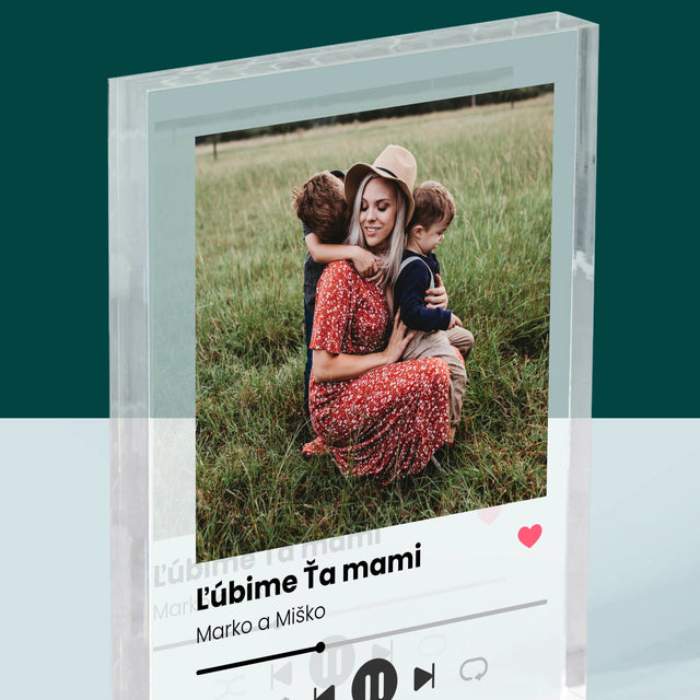 Fotografia A Podpis: Ľúbime Ťa Mami - Akrylový Blok (Vertikálne)
