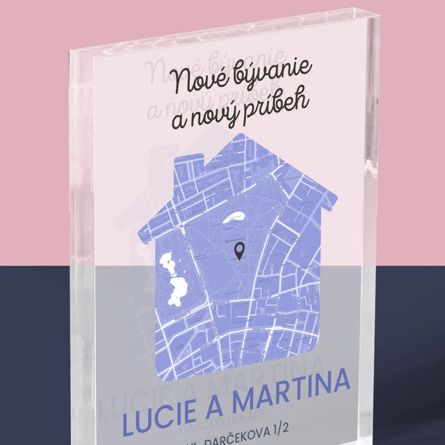 Mapa Mesta: Mapa Mesta: Nové Bývanie - Akrylový Blok (Vertikálne)