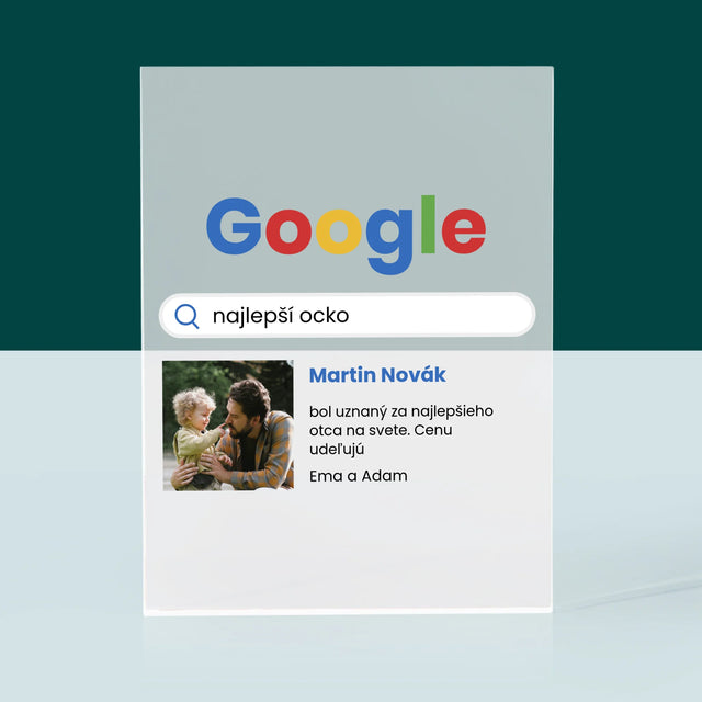 Fotografia A Podpis: Najlepší Ocko Výsledok Google - Akrylový Blok (Vertikálne)