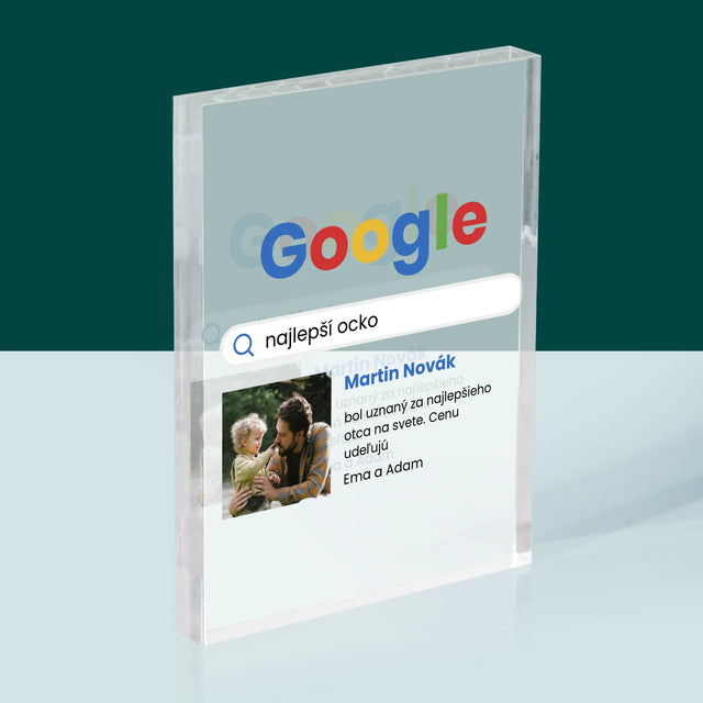Fotografia A Podpis: Najlepší Ocko Výsledok Google - Akrylový Blok (Vertikálne)
