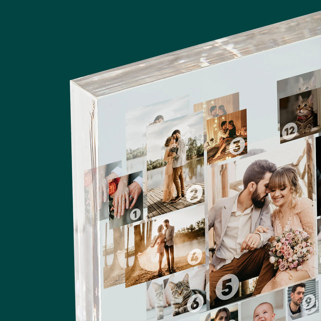 Fotokoláž: Srdce Koláž Z Fotografií - Akrylový Blok (Vertikálne)