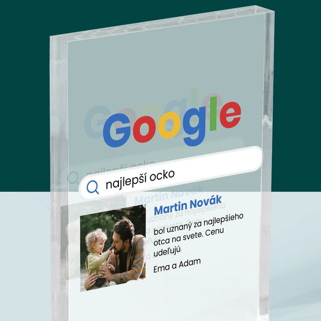 Fotografia A Podpis: Najlepší Ocko Výsledok Google - Akrylový Blok (Vertikálne)