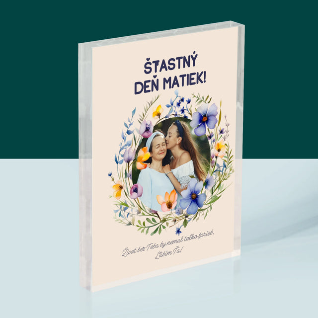 Fotografia A Podpis: Šťastný Deň Matiek - Akrylový Blok (Vertikálne)