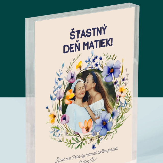 Fotografia A Podpis: Šťastný Deň Matiek - Akrylový Blok (Vertikálne)