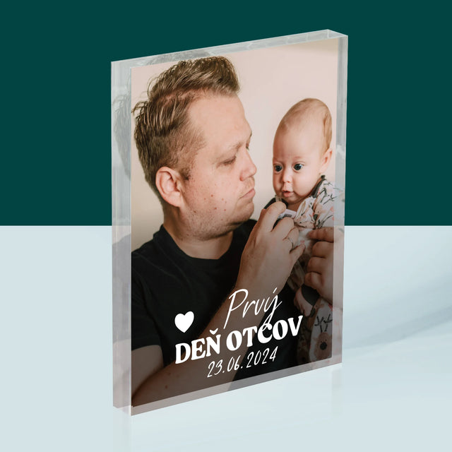 Fotografia A Podpis: Prvý Deň Otcov - Akrylový Blok (Vertikálne)
