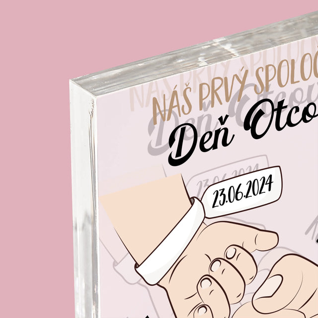Meno A Podpis: Prvý Spoločný Deň Otcov - Akrylový Blok (Vertikálne)