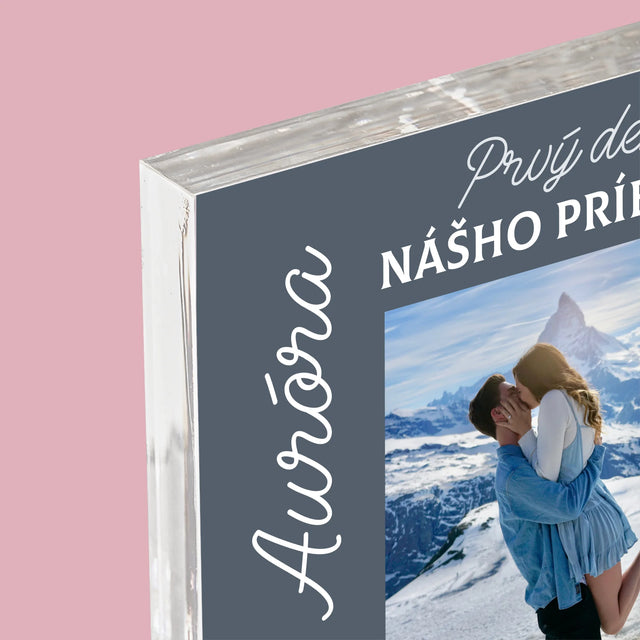 Fotografia A Podpis: Prvý Deň Nášho Príbehu - Akrylový Blok (Vertikálne)