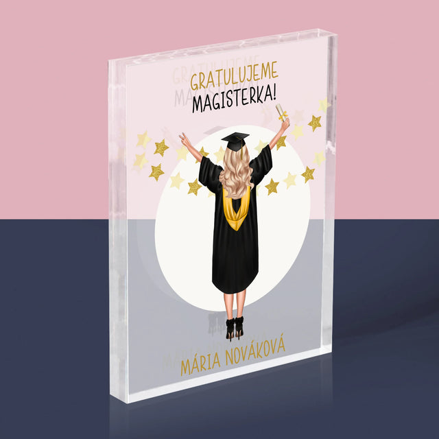Tvorenie Postavy: Konečne Magister! - Akrylový Blok (Vertikálne)
