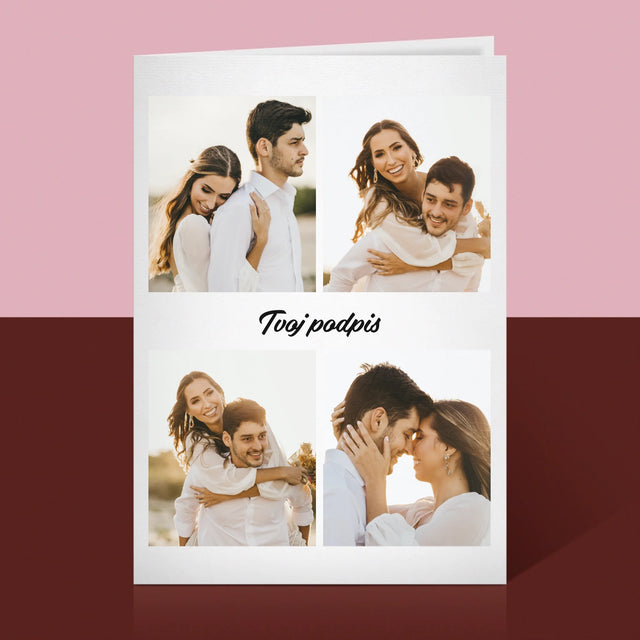 Fotokoláž: 4 Fotografie A Podpis - Kartička S Prianiami