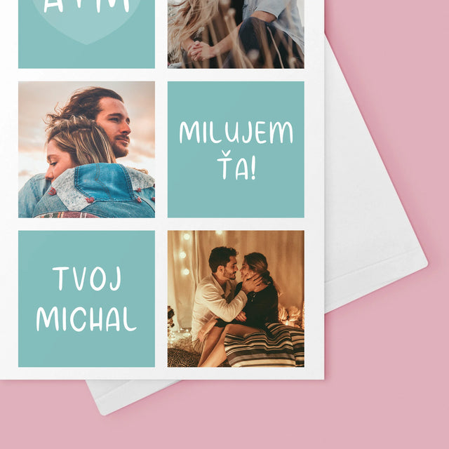 Fotokoláž: Milujem Ťa Iniciály - Kartička S Prianiami