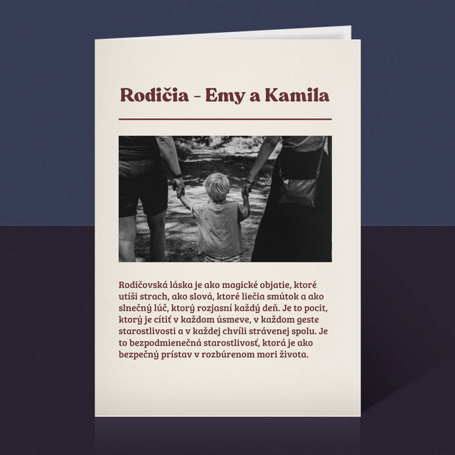 Fotografia A Podpis: Rodičia Definícia Ich Lásky - Kartička S Prianiami