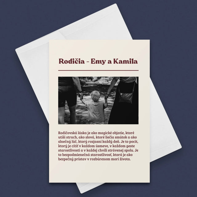 Fotografia A Podpis: Rodičia Definícia Ich Lásky - Kartička S Prianiami