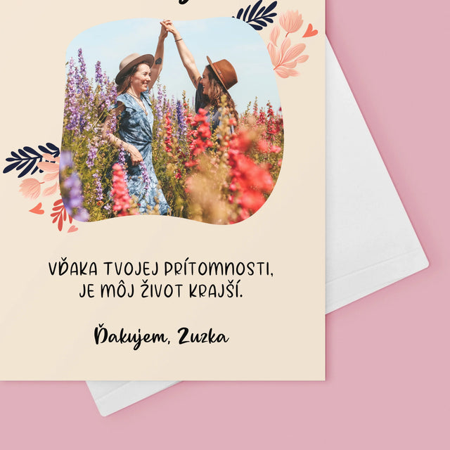 Fotografia A Podpis: Ďakujem Pre Kamarátku - Kartička S Prianiami
