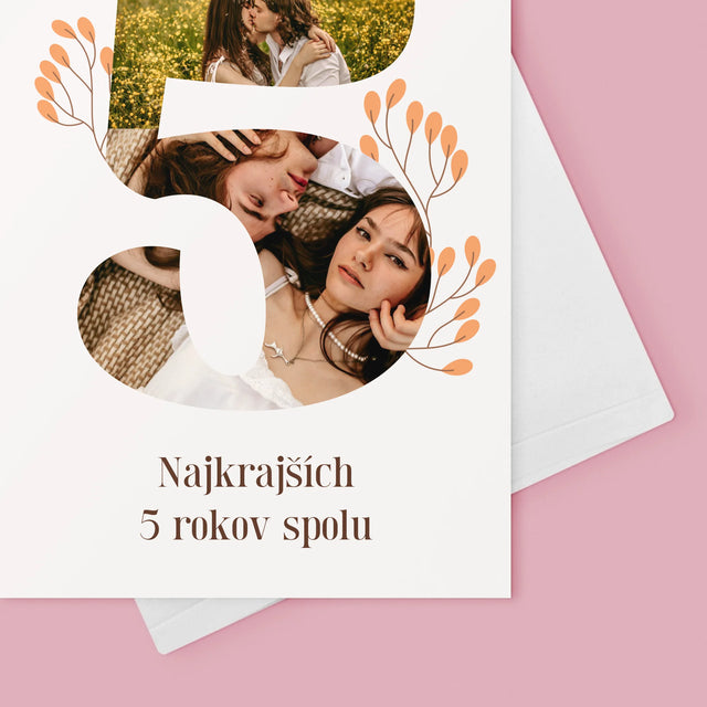 Fotokoláž: 5. Výročie - Kartička S Prianiami