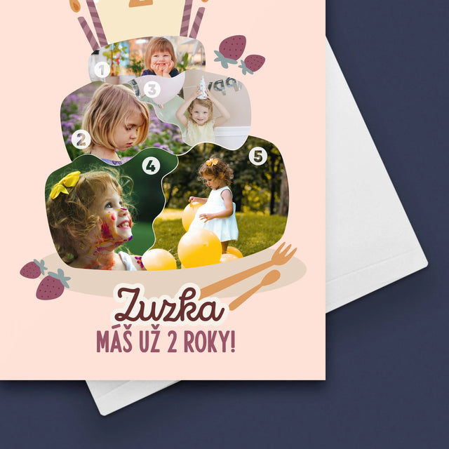Tvar Z Fotografií: Narodeninová Torta - Kartička S Prianiami