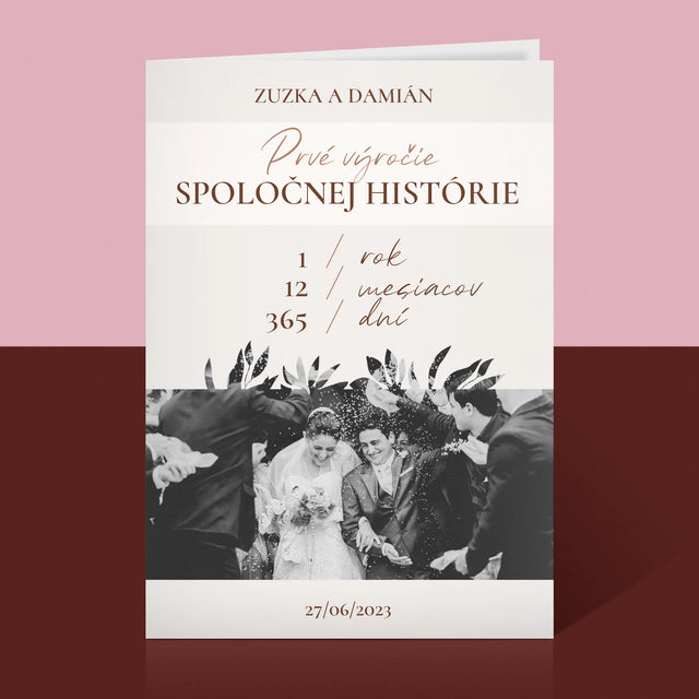 Fotografia A Podpis: Prvé Výročie - Kartička S Prianiami