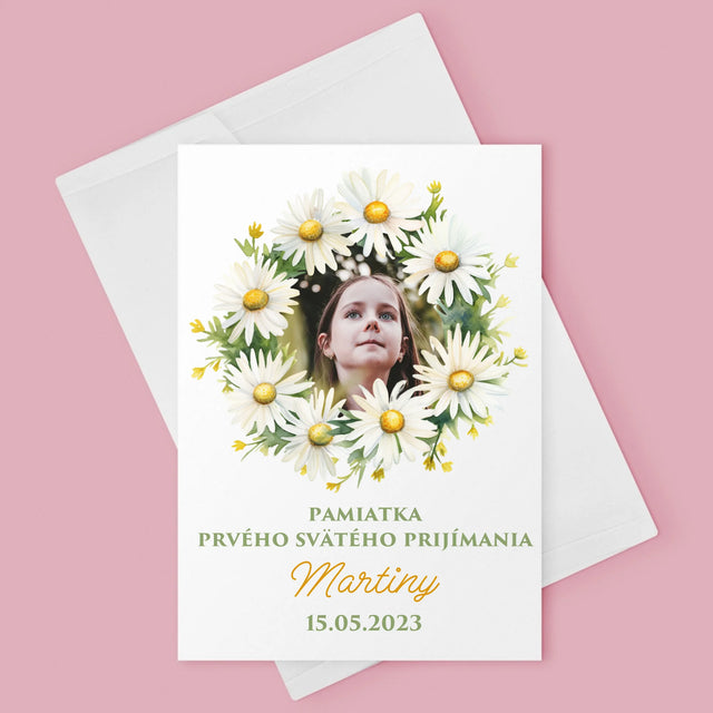 Fotografia A Podpis: Pamiatka 1. Sv Prijímania Sedmokrásky - Kartička S Prianiami