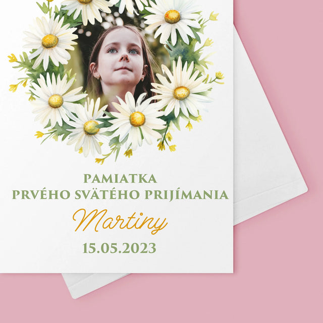 Fotografia A Podpis: Pamiatka 1. Sv Prijímania Sedmokrásky - Kartička S Prianiami