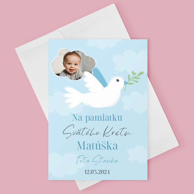 Fotografia A Podpis: Pamiatka Krstu Holubica  - Kartička S Prianiami