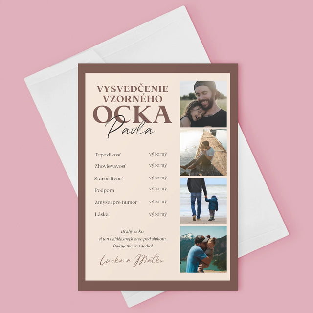 Fotokoláž: Vysvedčenie Vzorného Ocka - Kartička S Prianiami