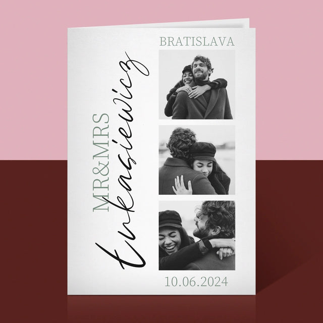 Fotokoláž: Mr&Mrs Svadobné - Kartička S Prianiami