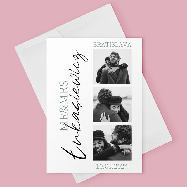 Fotokoláž: Mr&Mrs Svadobné - Kartička S Prianiami