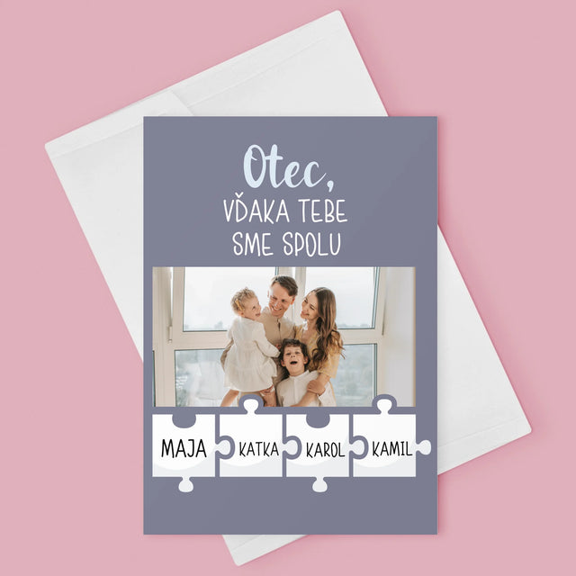 Fotografia A Podpis: Otec, Vďaka Tebe Sme Spolu - Kartička S Prianiami