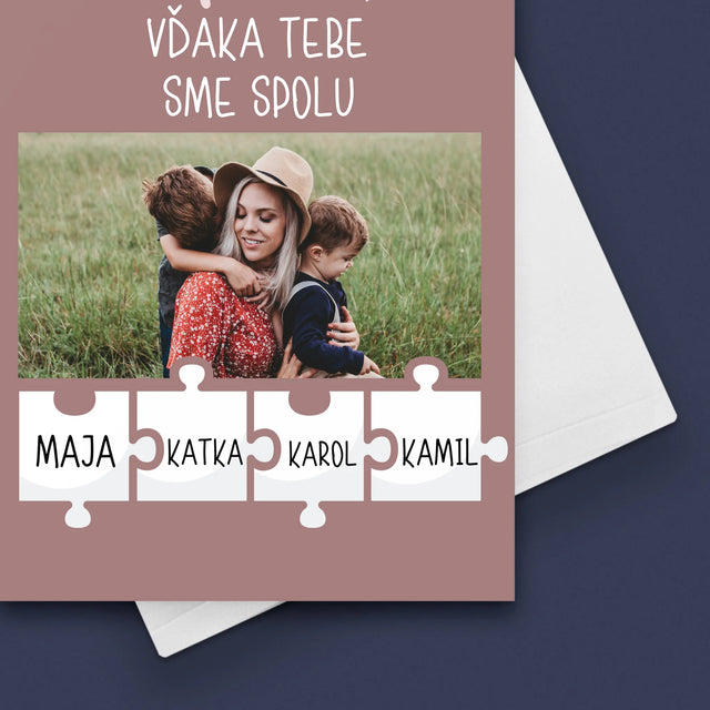 Fotografia A Podpis: Mama, Vďaka Tebe Sme Spolu - Kartička S Prianiami