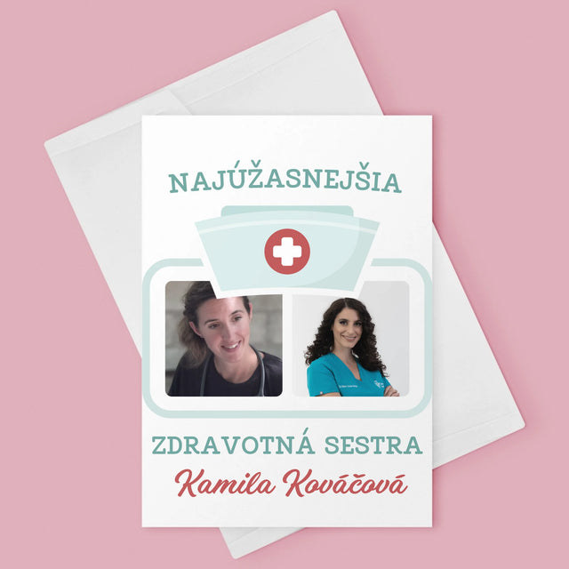 Fotokoláž: Najúžasnejšia Zdravotná Sestra - Kartička S Prianiami