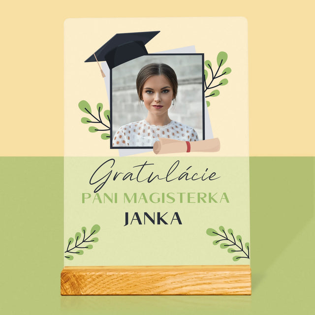 Fotografia A Podpis: Gratulácie Magisterka - Tlač Na Akrylové Sklo (Vertikálne)