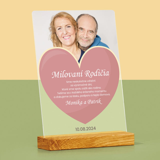 Fotografia A Podpis: Milovaní Rodičia - Tlač Na Akrylové Sklo (Vertikálne)
