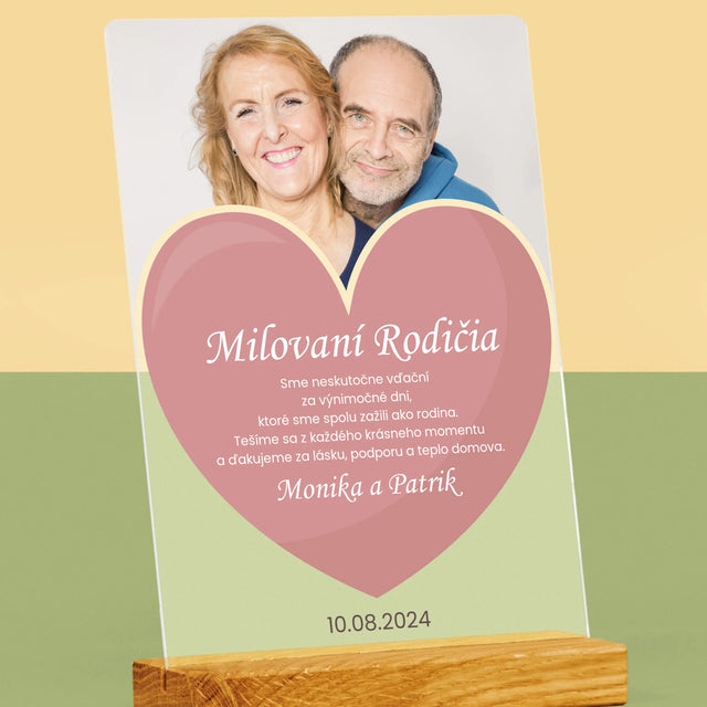 Fotografia A Podpis: Milovaní Rodičia - Tlač Na Akrylové Sklo (Vertikálne)