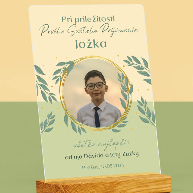 Fotografia A Podpis: Pri Príležitosti Prvého Svätého Prijímania - Tlač Na Akrylové Sklo (Vertikálne)