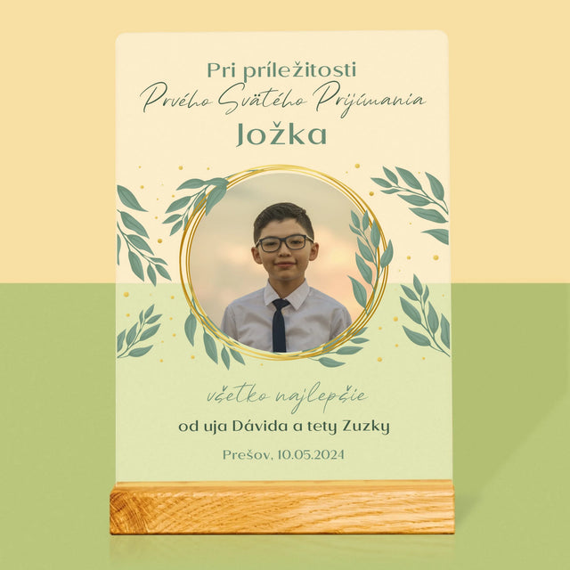Fotografia A Podpis: Pri Príležitosti Prvého Svätého Prijímania - Tlač Na Akrylové Sklo (Vertikálne)