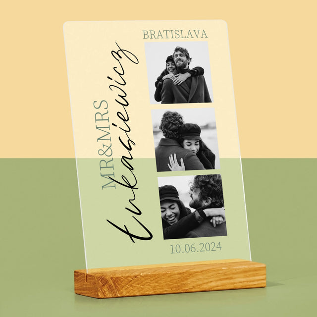 Fotokoláž: Mr&Mrs Svadobné - Tlač Na Akrylové Sklo (Vertikálne)