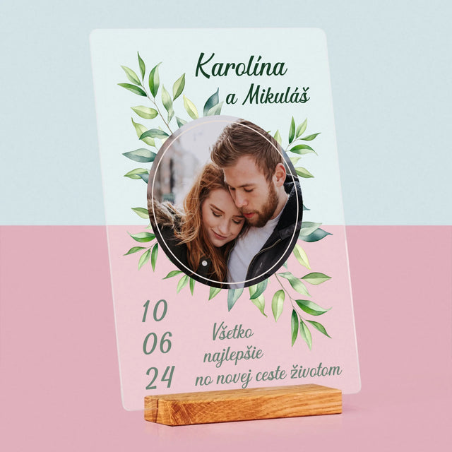 Fotografia A Podpis: Svadobné Lístky - Tlač Na Akrylové Sklo (Vertikálne)