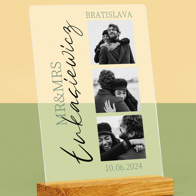 Fotokoláž: Mr&Mrs Svadobné - Tlač Na Akrylové Sklo (Vertikálne)
