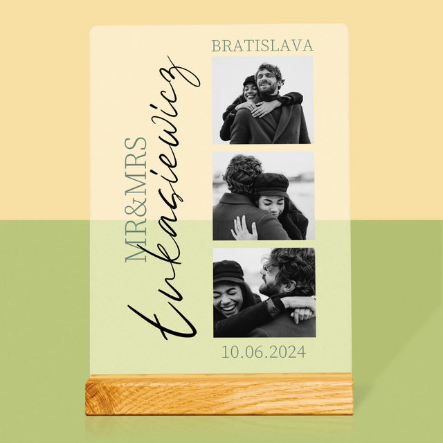 Fotokoláž: Mr&Mrs Svadobné - Tlač Na Akrylové Sklo (Vertikálne)