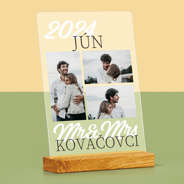 Fotokoláž: Mr&Mrs Dátum - Tlač Na Akrylové Sklo (Vertikálne)