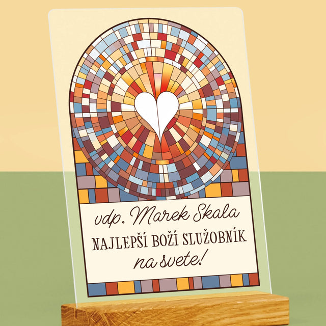 Meno A Podpis: Najlepší Boží Služobník Na Svete - Tlač Na Akrylové Sklo (Vertikálne)