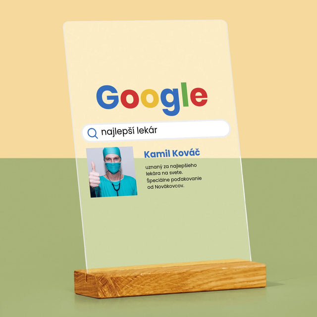 Fotografia A Podpis: Najlepší Lekár Výsledok Google - Tlač Na Akrylové Sklo (Vertikálne)