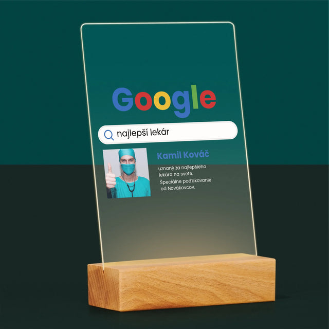 Fotografia A Podpis: Najlepší Lekár Výsledok Google - Tlač Na Akrylové Sklo (Vertikálne)