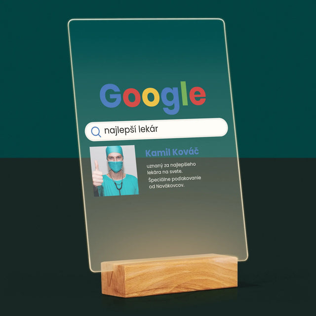 Fotografia A Podpis: Najlepší Lekár Výsledok Google - Tlač Na Akrylové Sklo (Vertikálne)