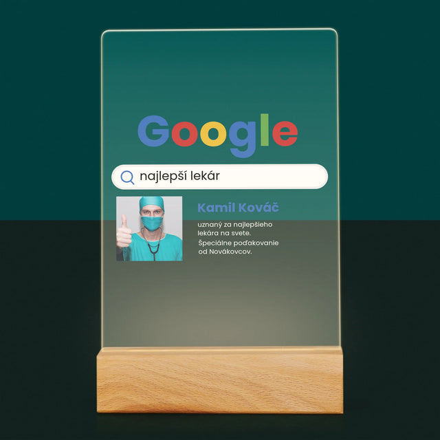 Fotografia A Podpis: Najlepší Lekár Výsledok Google - Tlač Na Akrylové Sklo (Vertikálne)