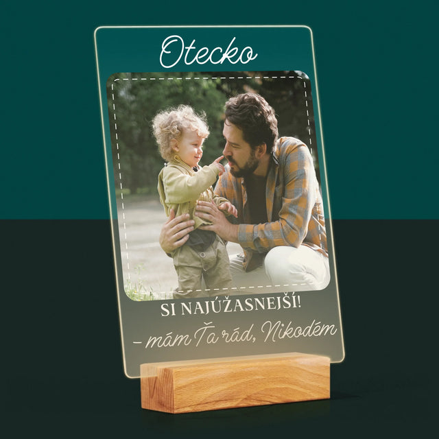 Fotografia A Podpis: Najúžasnejší Otec - Tlač Na Akrylové Sklo (Vertikálne)