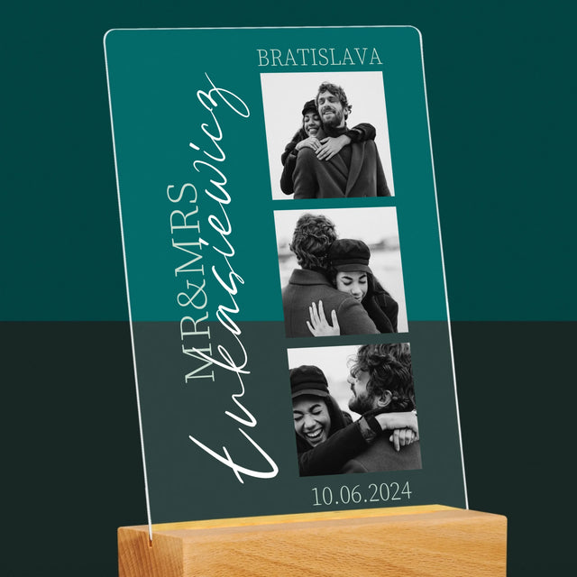 Fotokoláž: Mr&Mrs Svadobné - Tlač Na Akrylové Sklo (Vertikálne)