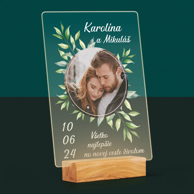 Fotografia A Podpis: Svadobné Lístky - Tlač Na Akrylové Sklo (Vertikálne)