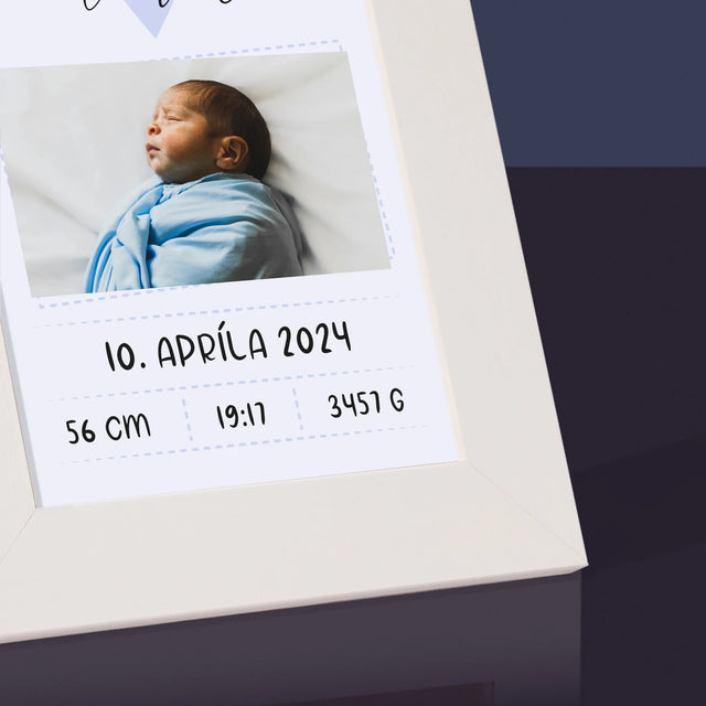 Údaje Narodenia Dieťaťa: Narodenie Dieťaťa Srdiečko Chlapec - Rámček Na Fotografiu (Vertikálne)